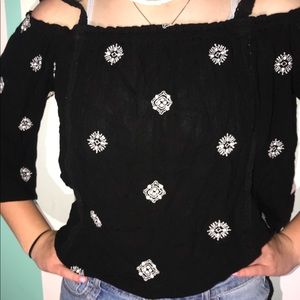 Black off the shoulder blouse